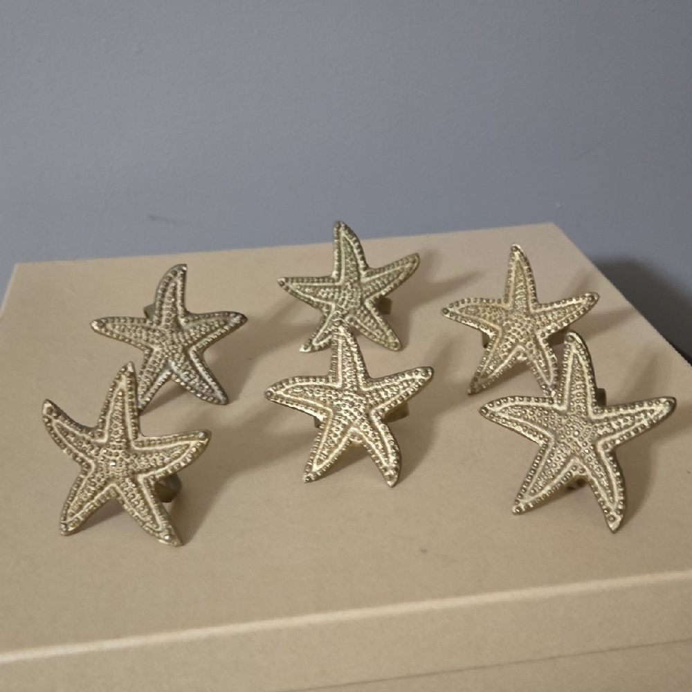 Gold Starfish Napkin Rings Set of 6
